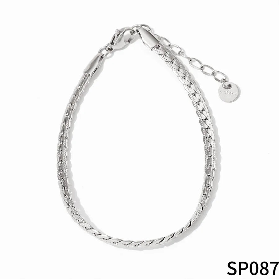 Stainless Steel Cuban Link Bracelet SP087银色
