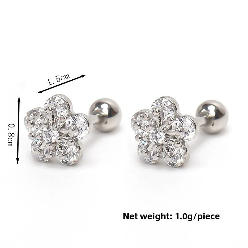 Gold Plated Stainless Steel Flower Stud Earrings