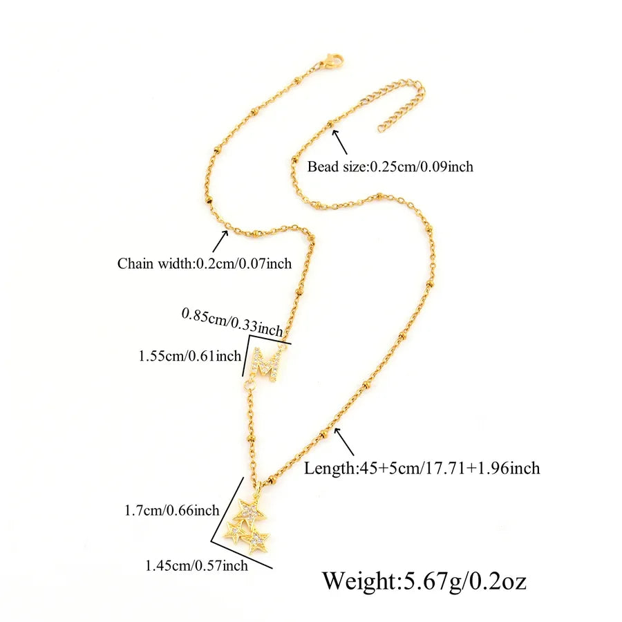 Gold Star Zircon Pendant Necklace for Women