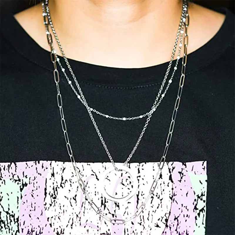 Unisex Stainless Steel Geometric Chain Necklace