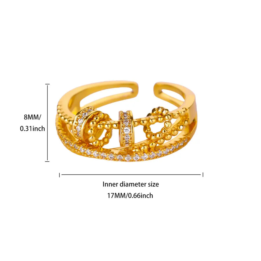 Elegant 18K Gold Zircon Fish Tail Ring Adjustable Opening JZ8065G