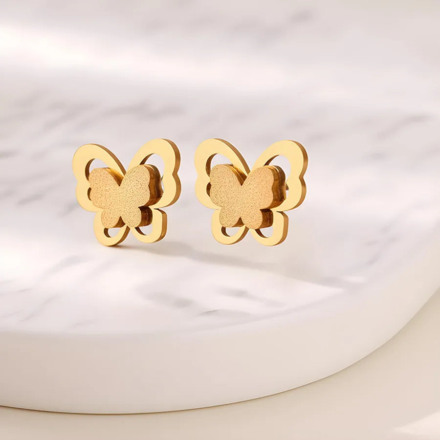 Gold Plated Stainless Steel Star & Moon Earrings