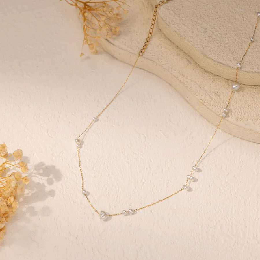 18K Gold Plated Pearl Stainless Steel Necklace