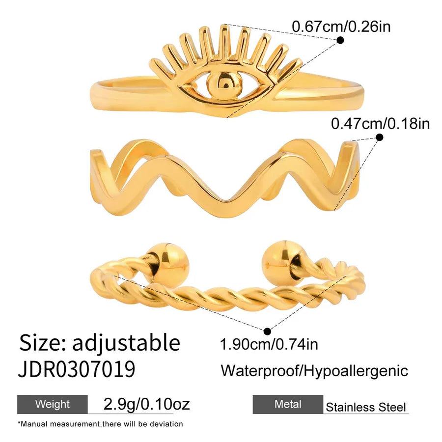 18K Gold Adjustable Open Ring Set for Women JDR0307019