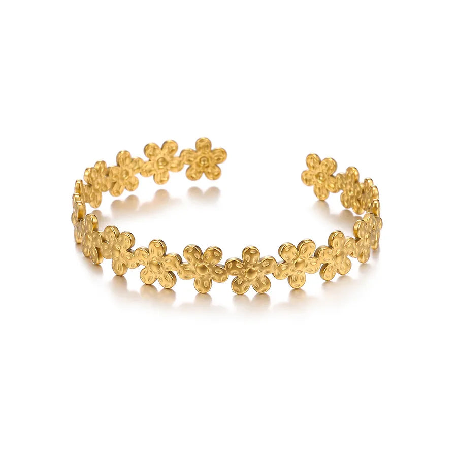 Retro Geometric Stainless Steel Bangle