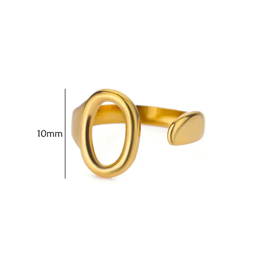 18K Gold PVD Geometric Stainless Steel Open Ring 7