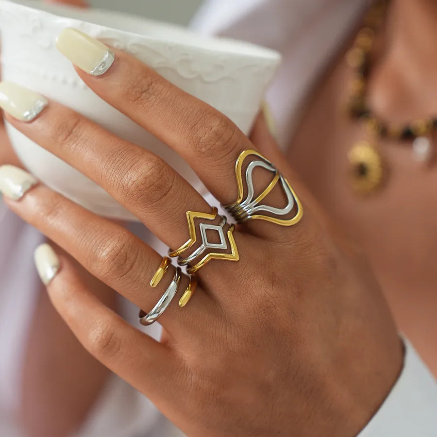 18K Gold Plated Geometric Open Ring