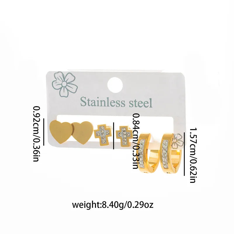 Elegant Cross Heart Hoop Earrings