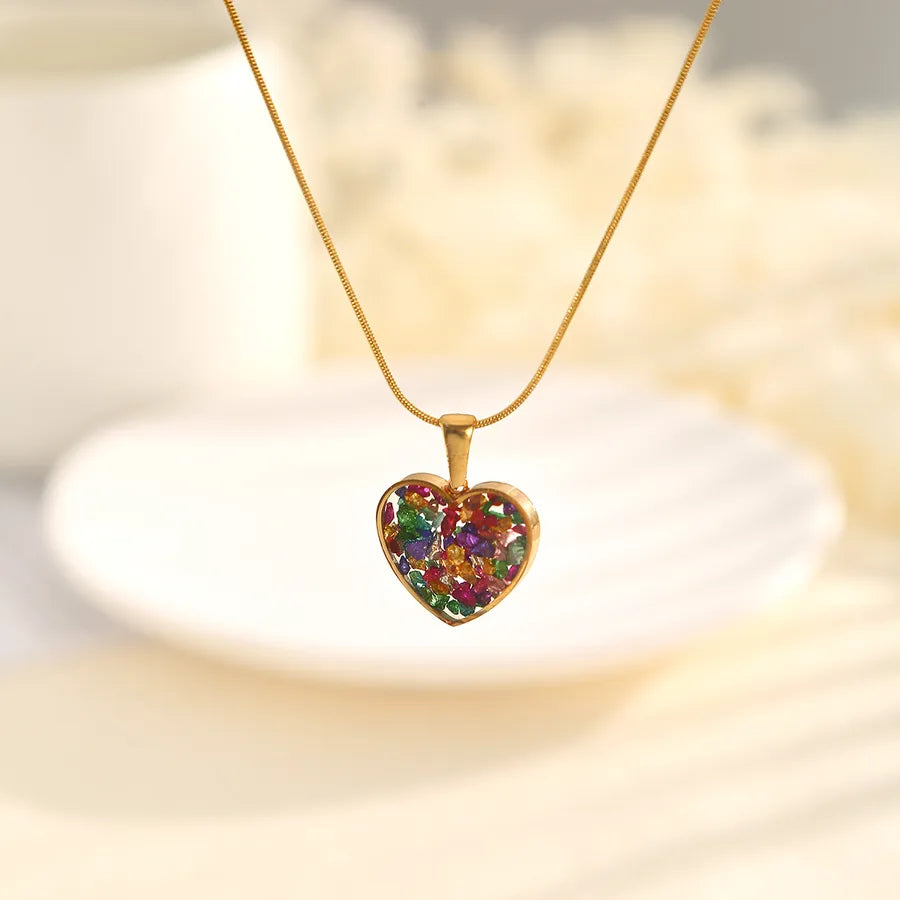 Resin Heart Pendant Necklace for Women