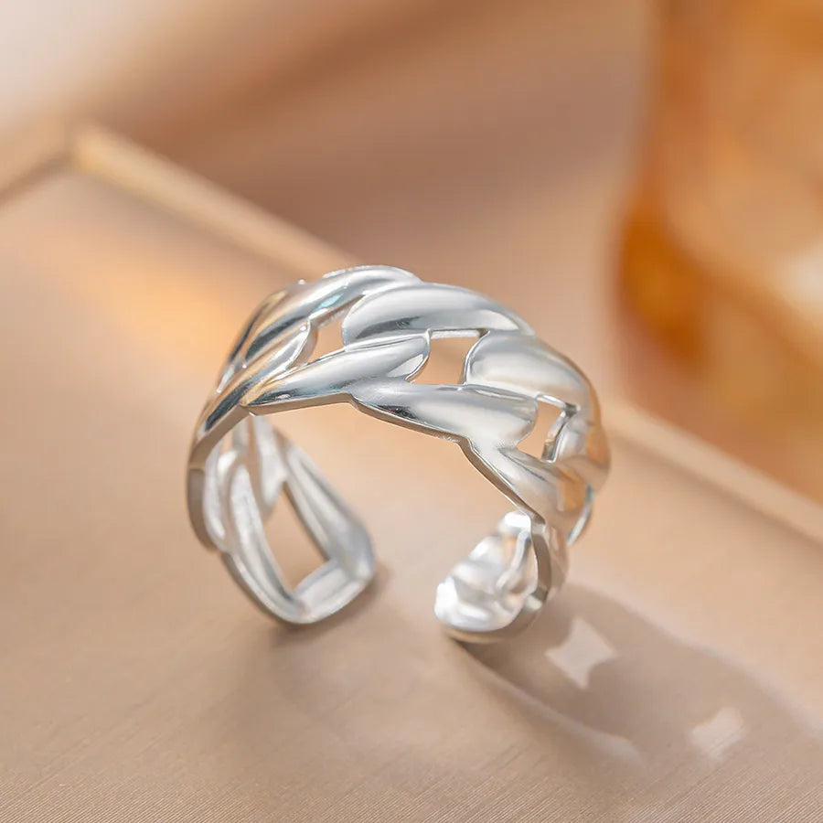 Geometric Titanium Steel Couple Ring K58 Steel Color Ring Open