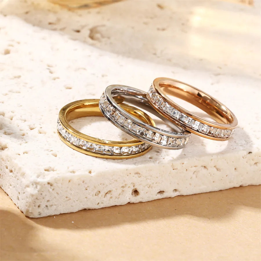 18K Gold Plated Square Zircon Stackable Ring