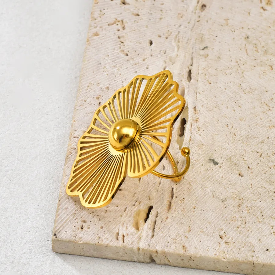 18K Gold Geometric Stainless Steel Ring for Women