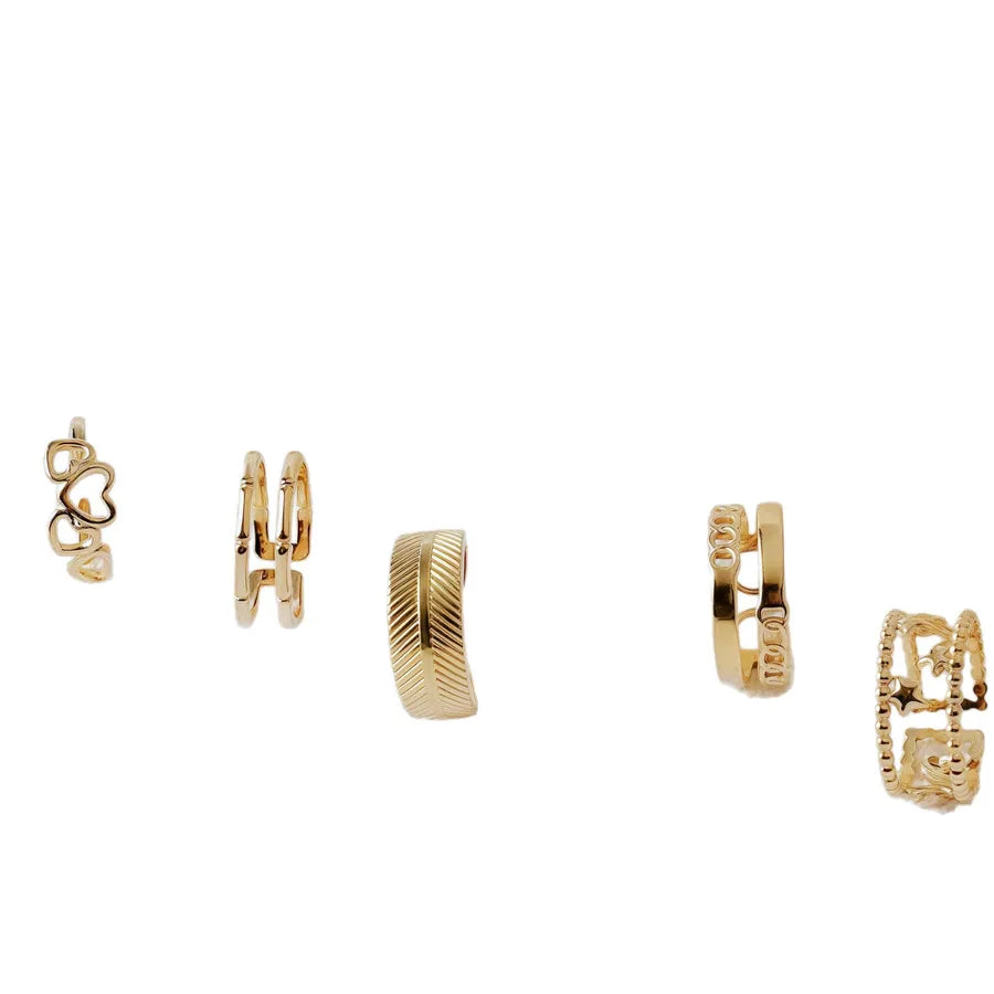 Gold Bamboo Titanium Steel Open Ring