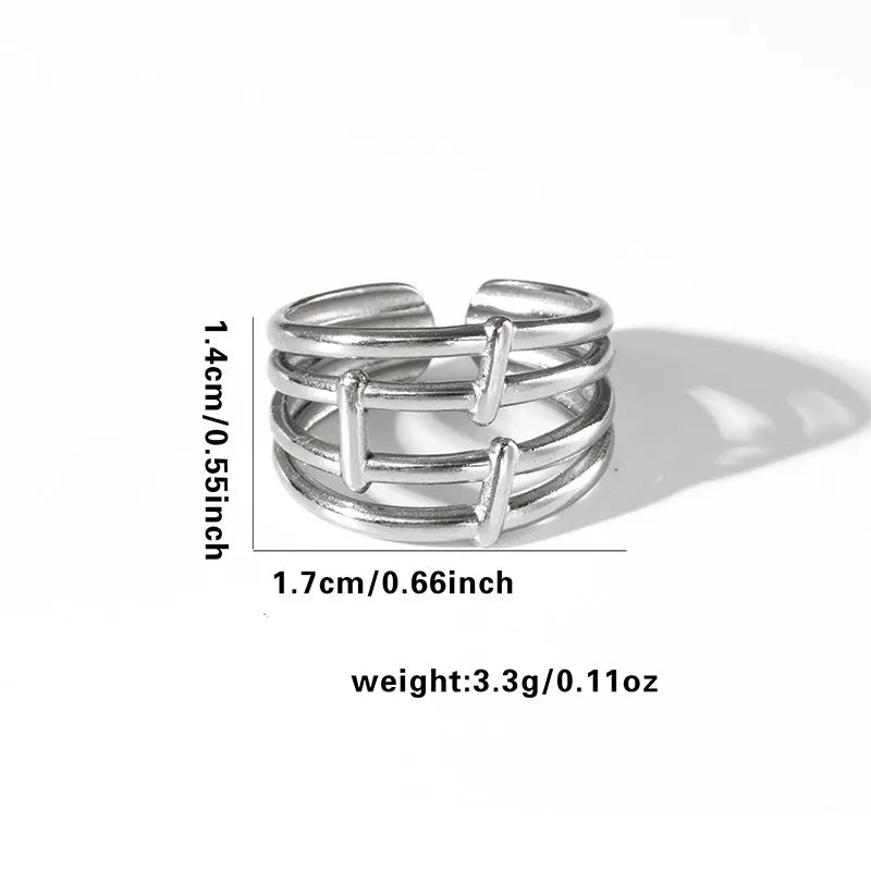 Titanium Steel Fish Tail Ring for Women Adjustable Opening TYR0337$