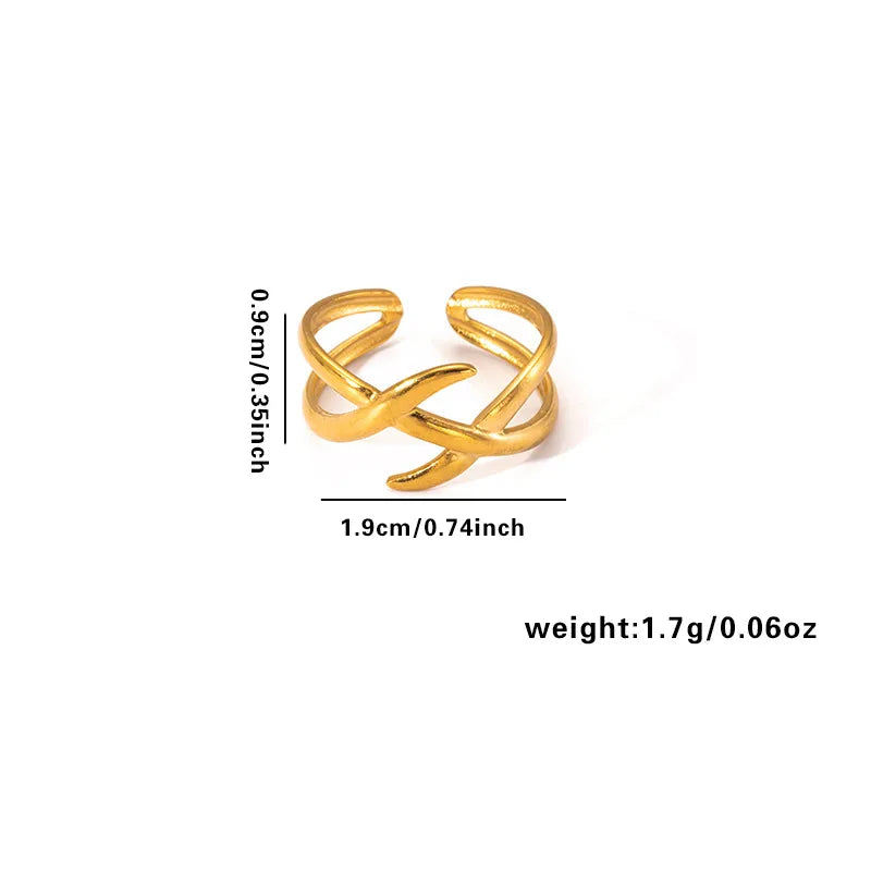 18K Gold Plated Titanium Steel Open Ring Adjustable Opening TYGR0170