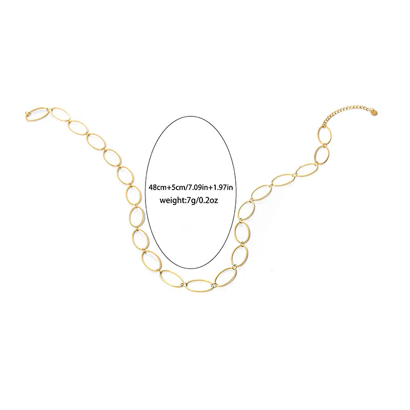 18K Gold PVD Stainless Steel Oval Necklace Gold