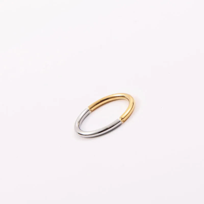 18K Gold Two-Tone Titanium Steel Geometric Ring