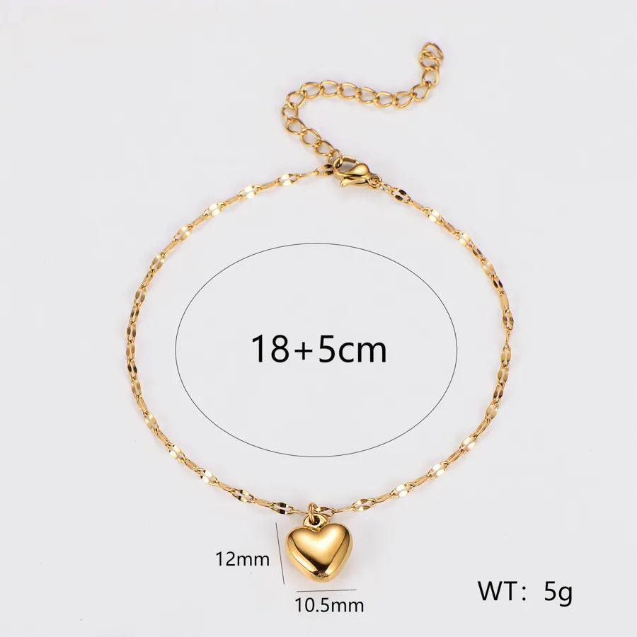 18K Gold Heart Vintage Stainless Steel Bracelet