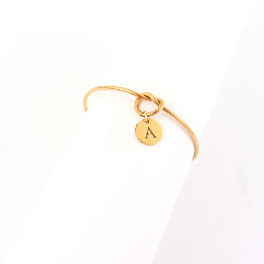 Gold Plated Stainless Steel Initial Heart Bracelet
