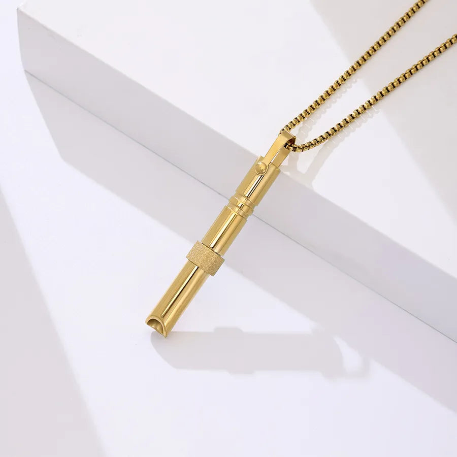 Titanium Steel Stress Relief Whistle Necklace Turn Beads Gold Whistle Necklace