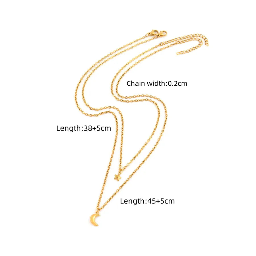 Gold Sun Moon Heart Layered Pendant Necklace Gold Style3