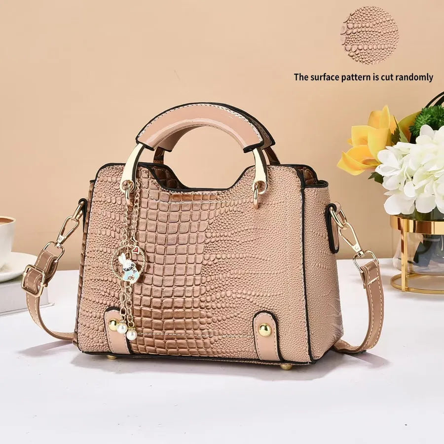 Crocodile Pattern Leather Shoulder Bag