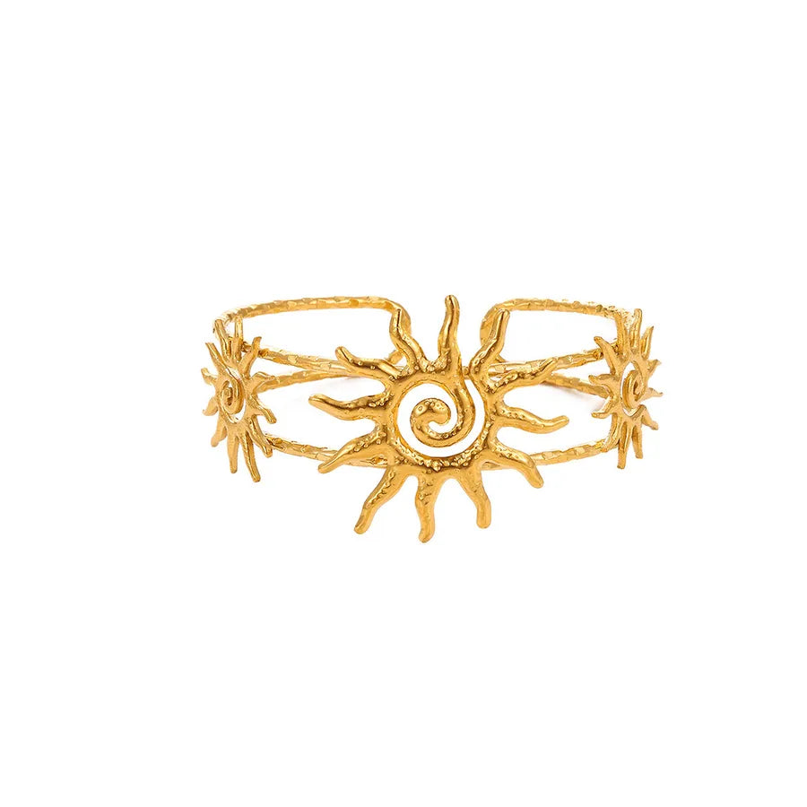 Sunflower Open Bangle in Stainless Steel