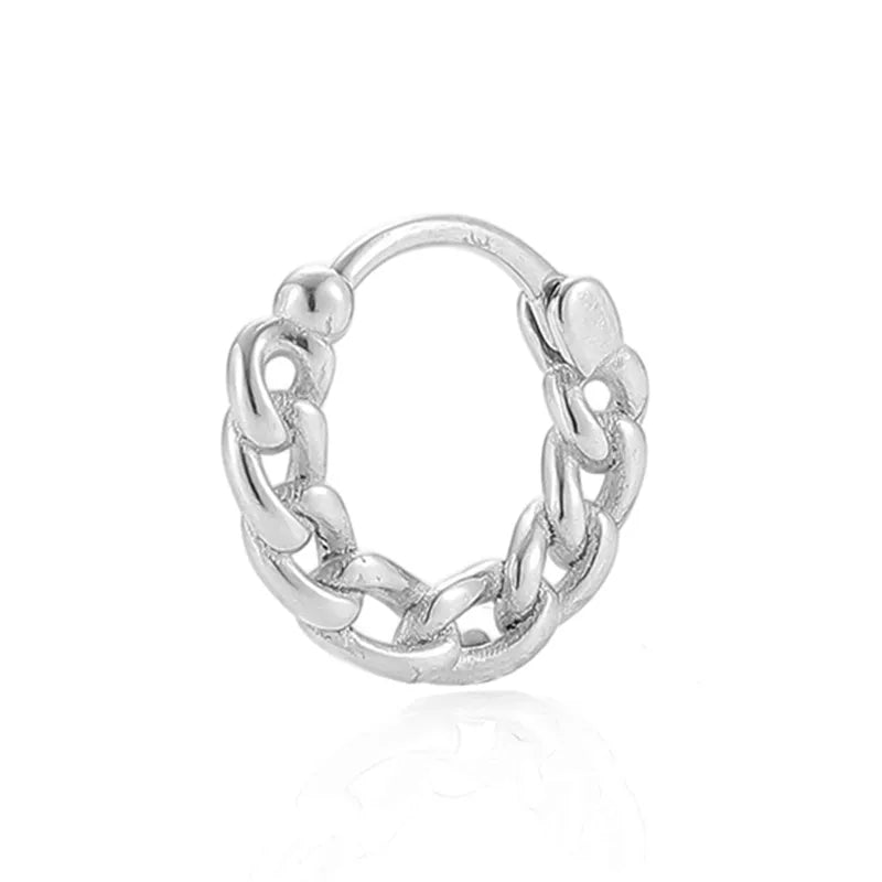 Unisex Silver Stainless Steel Clip-On Hoop Earrings Average Size Silver 5#