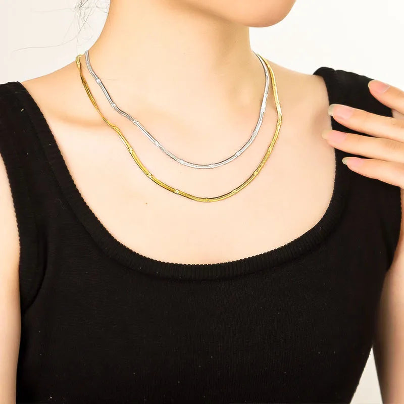 18K Gold Snake Bone Chain Necklace