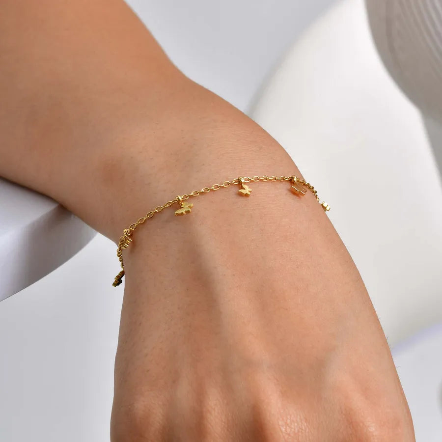 18K Gold Butterfly Chain Bracelet for Women