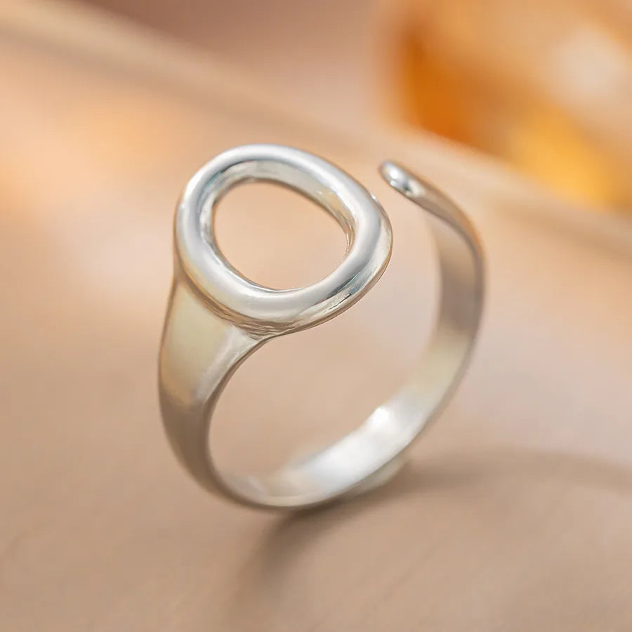 Gold Plated Geometric Titanium Steel Open Ring K104 Gold Ring Adjustable