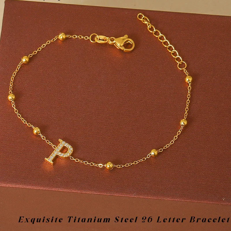 Elegant Letter Bracelet in 304 Stainless Steel Gold Letter [P] Bracelet B0021PG
