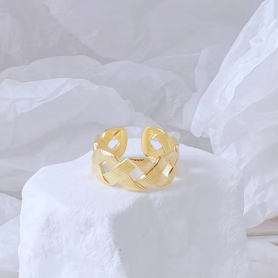 Gold Bamboo Titanium Steel Open Ring Adjustable Opening Golden Hydraulic J22