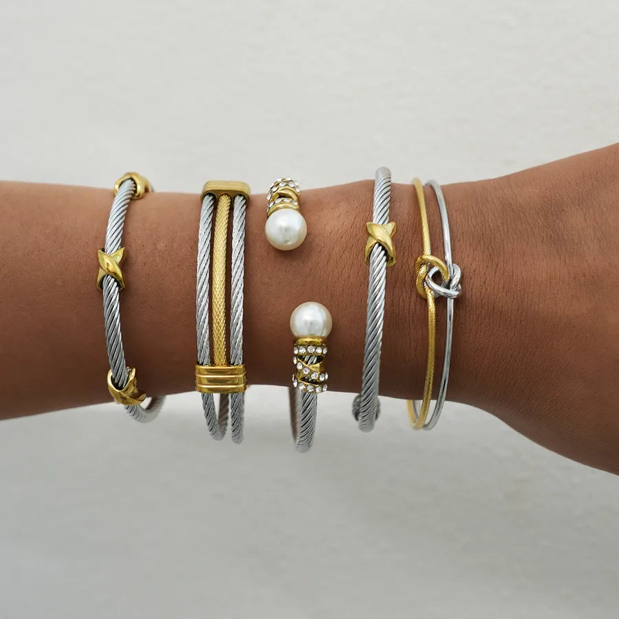 18K Gold Plated Stainless Steel Open Bangle