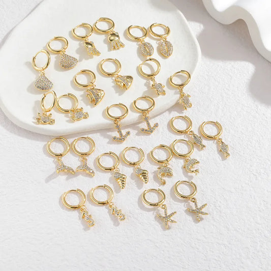 Gold Ocean Animal Earrings – Vintage Beach Style