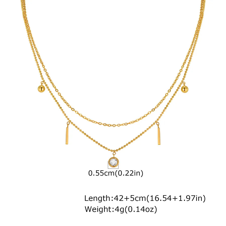 Elegant Double Layer Zircon Pendant Necklace