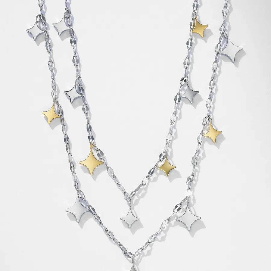 14K Gold Plated Layered Star Necklace
