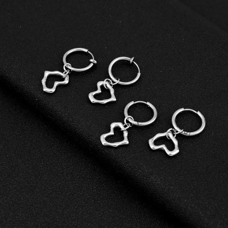Stainless Steel Heart Clip-On Earrings