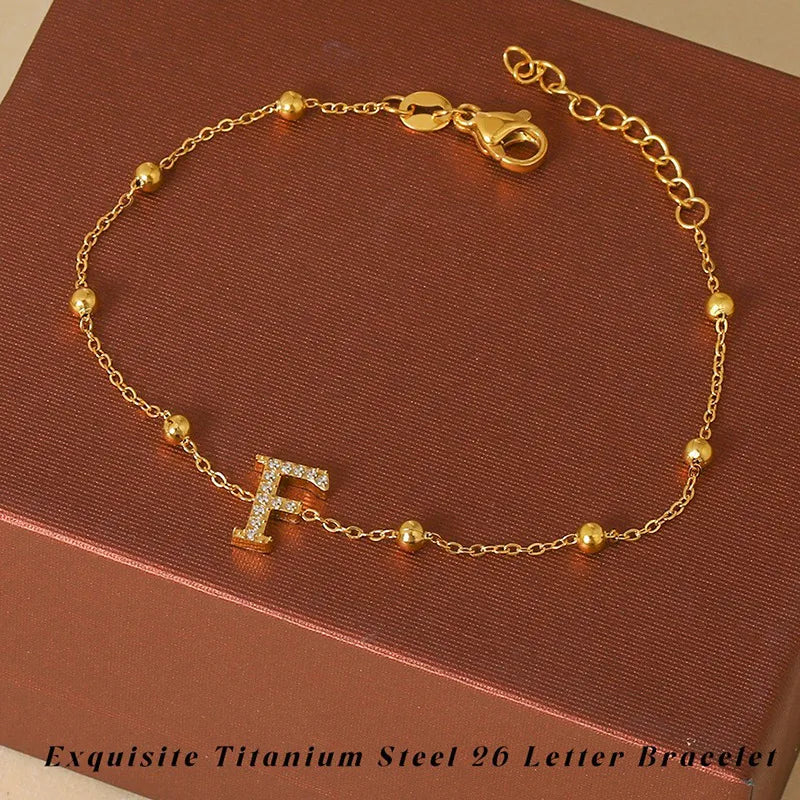 Elegant Letter Bracelet in 304 Stainless Steel Gold Letter [F] Bracelet B0021FG