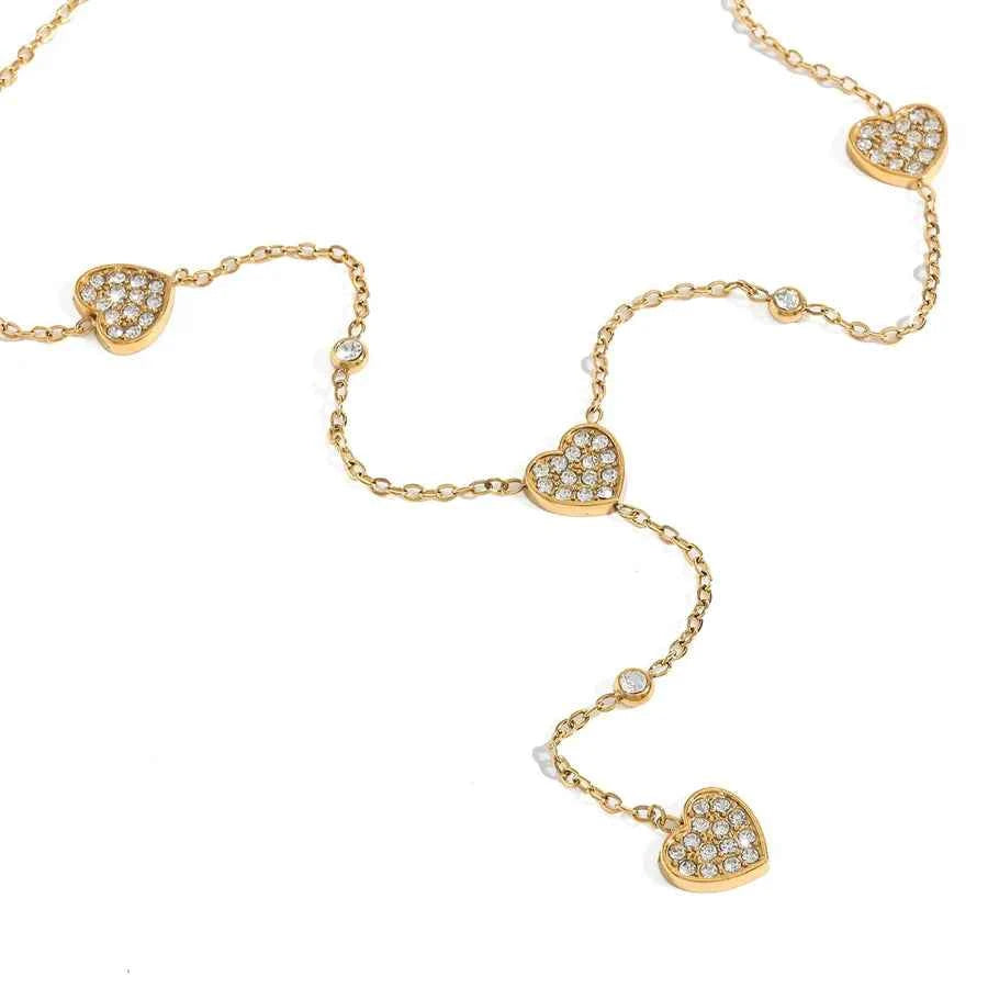 18K Gold Plated Stainless Steel Heart Bow Necklace