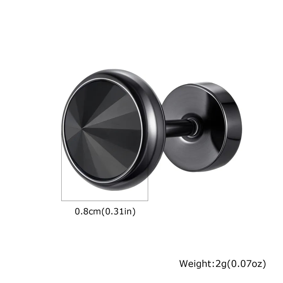 Unisex Stainless Steel Zircon Stud Earring Black Black Zircon A Piece