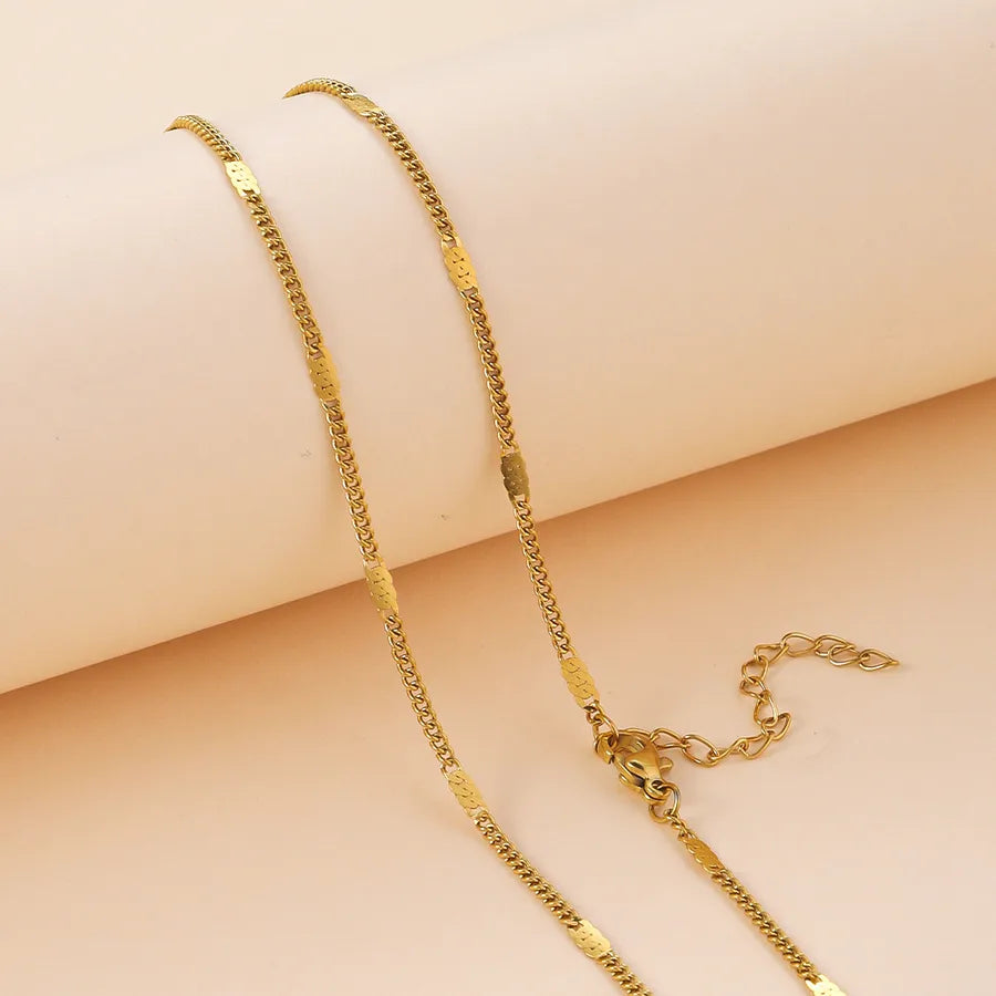 18K Gold Geometric Titanium Steel Necklace 1.8mm (gold Vacuum Color Retention) 45+5cm