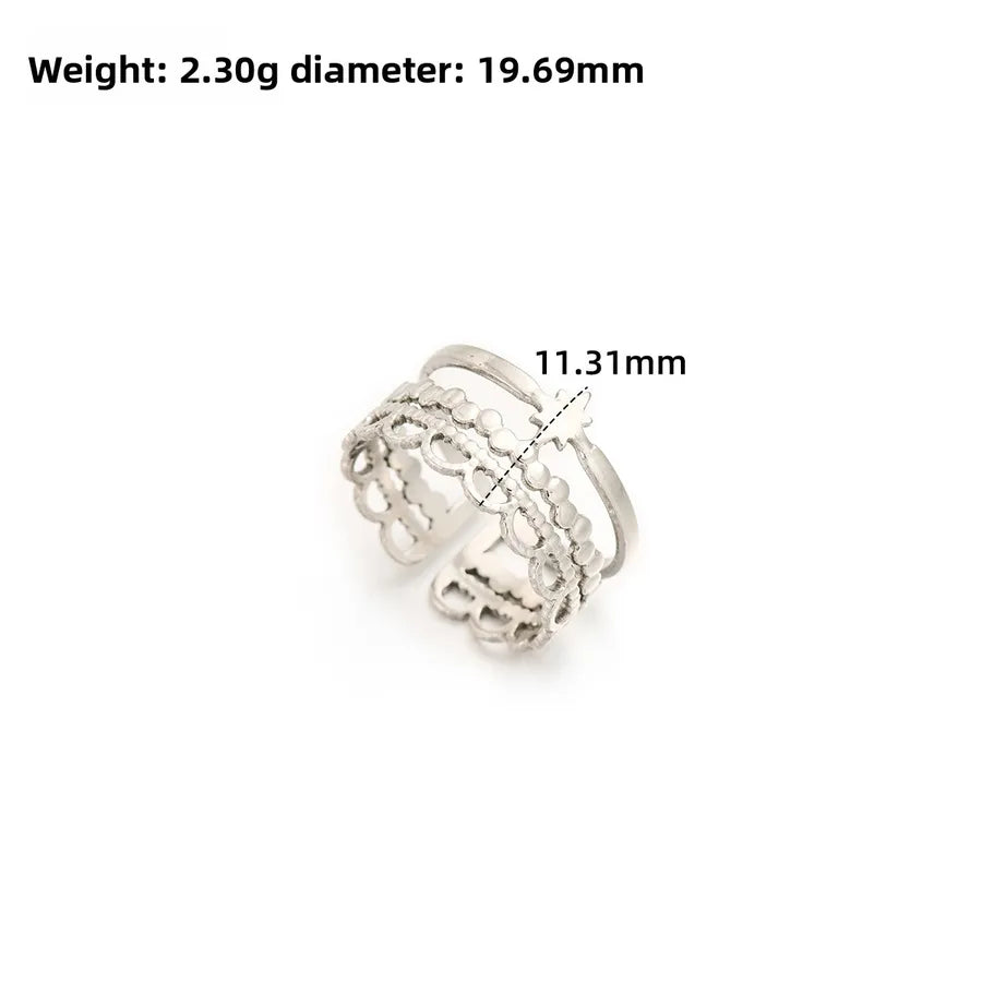 Gold Open Heart Stainless Steel Ring Adjustable Opening J320-Y Steel Color