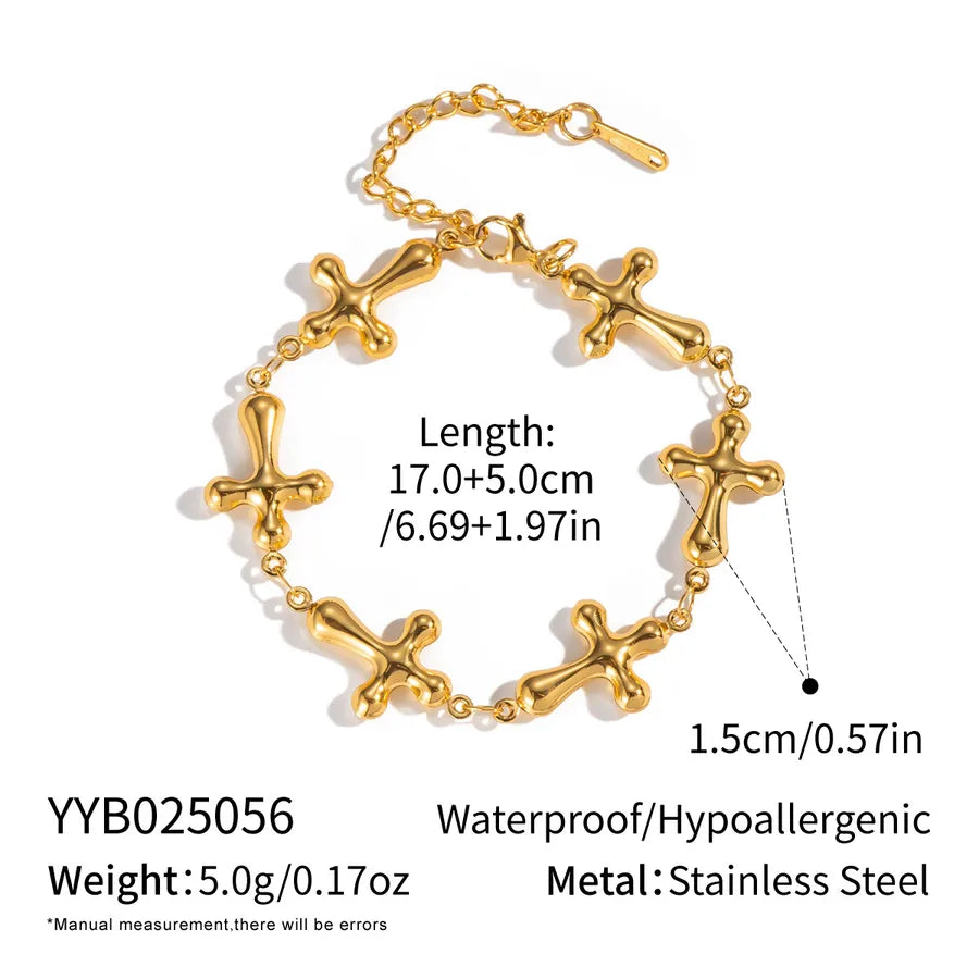 Gold Plated Sunflower Stainless Steel Bracelet Average Size Gold 8#