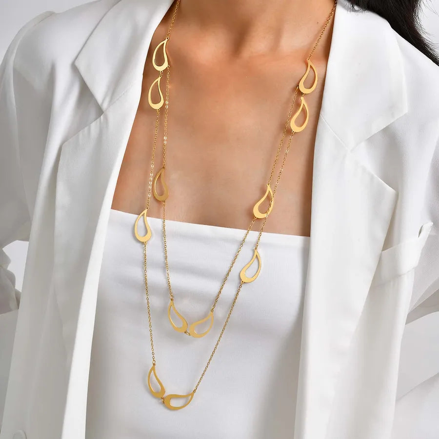 Geometric Stainless Steel Beaded Necklace