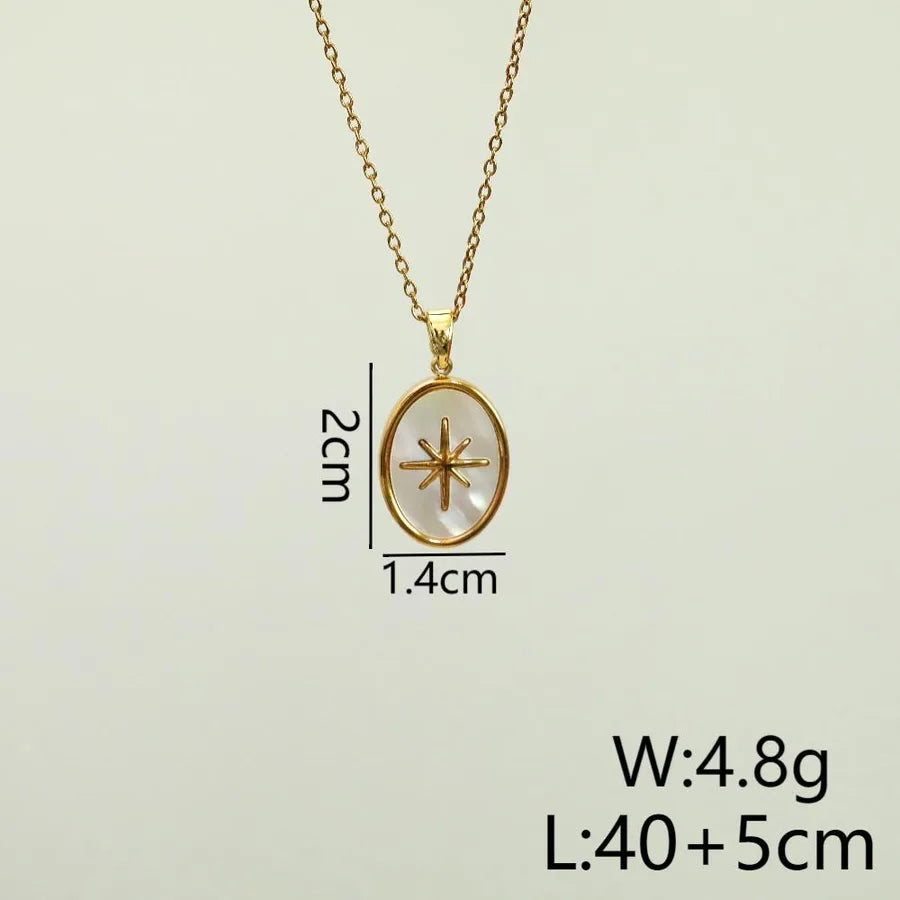 Gold Butterfly Moon Shell Pendant Necklace White Shell Eight Awn Star