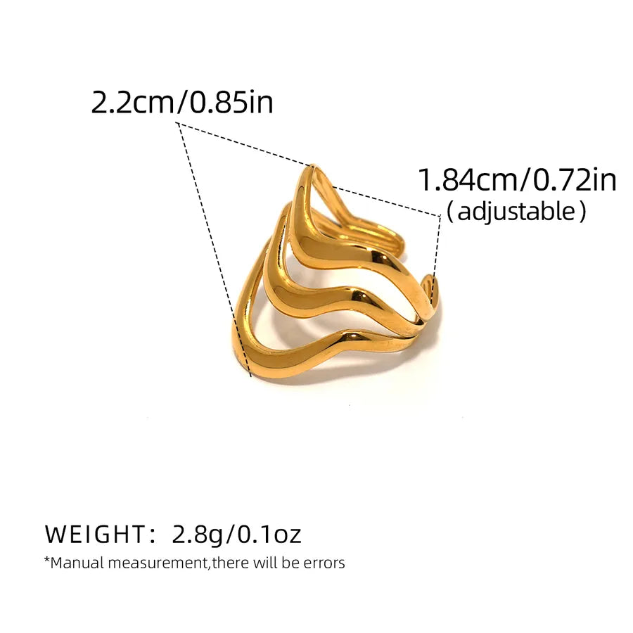 18K Gold Plated Geometric Adjustable Ring
