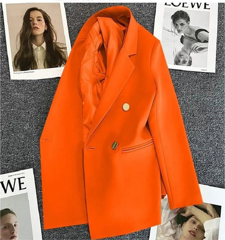 Candy Green Women's Blazer – Spring/Autumn Style Orange-red