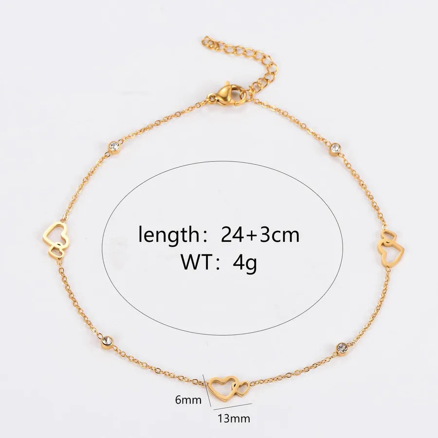 Gold Plated Hollow Heart Anklet for Women