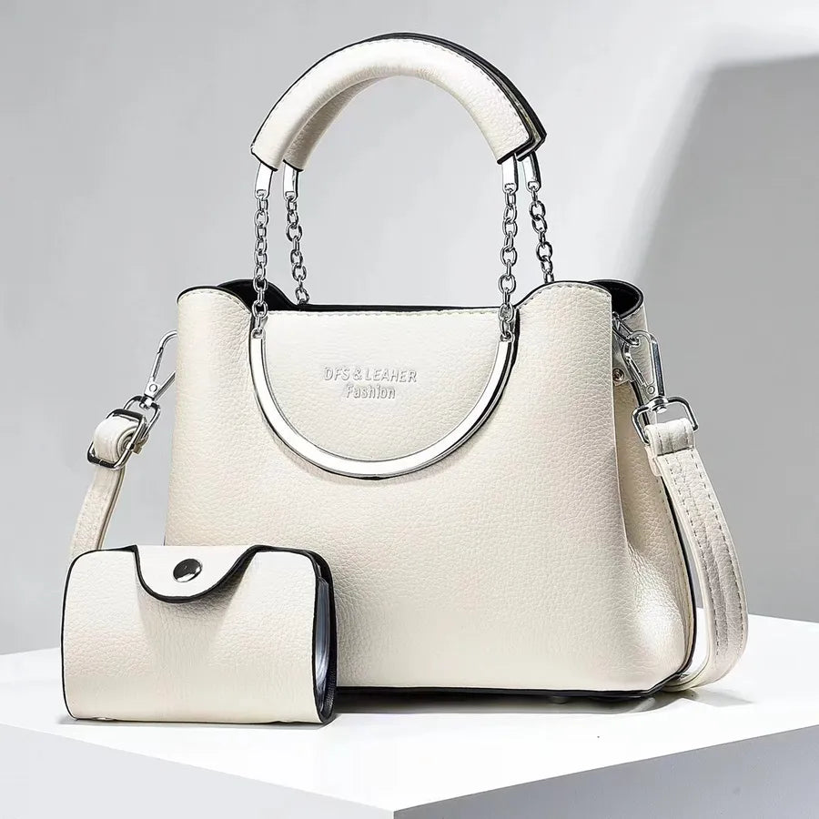Trendy PU Leather Bucket Shoulder Bag White